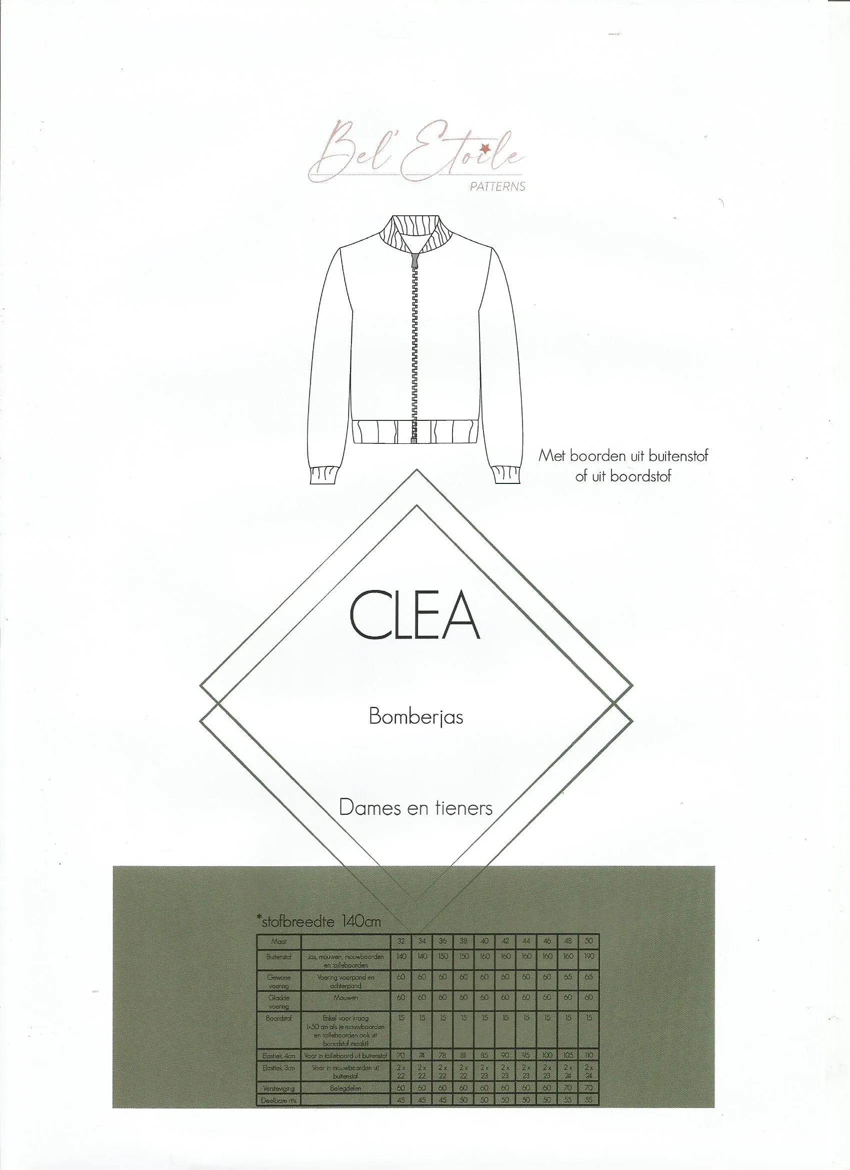 Patroon bomberjas voor dames en tieners - 'Clea' van Bel' Etoile